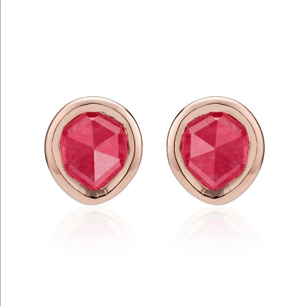Monica Vinader Siren Stud Earrings, Pink Quartz/Rose Gold, NEW IN‎ BOX